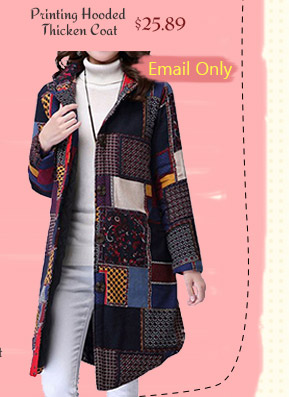 Printing Hooded Thicken Coat