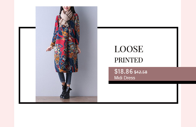 Loose Printed Midi Dress