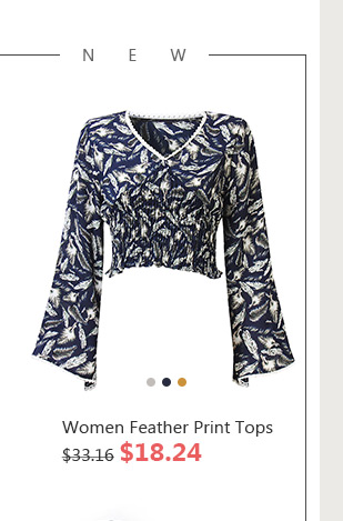 Women Feather Print Tops