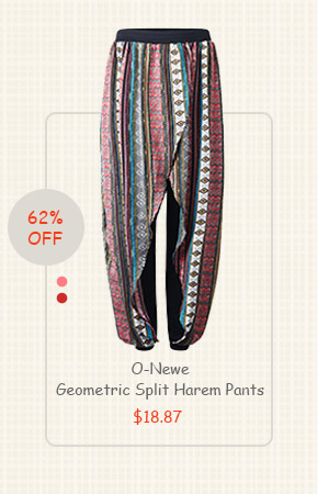 O-Newe Geometric Split Harem Pants