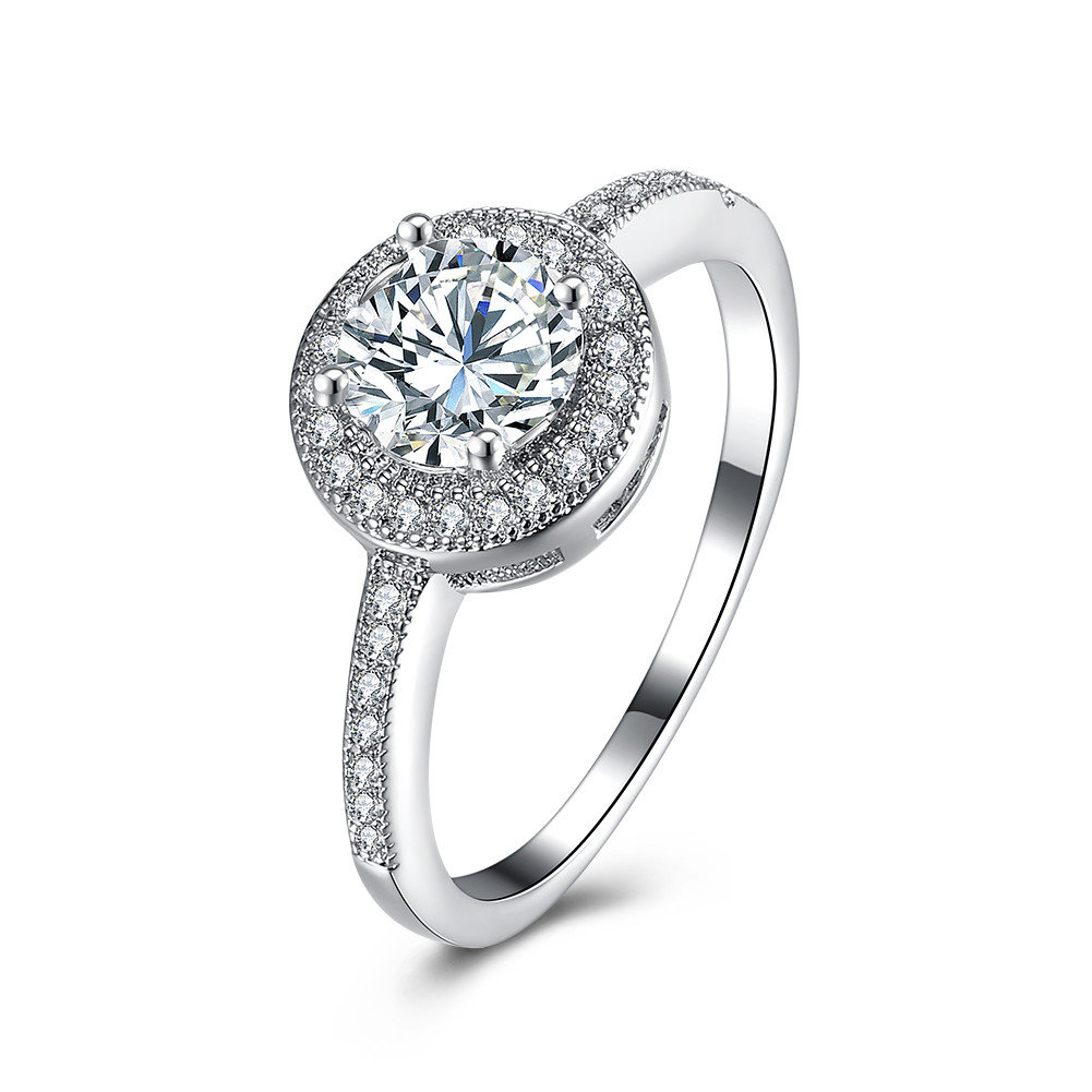 Simple Wedding Ring Circle Platinum Zircon Women Ring