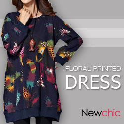 Women O Neck Feather Printed Straight Dress