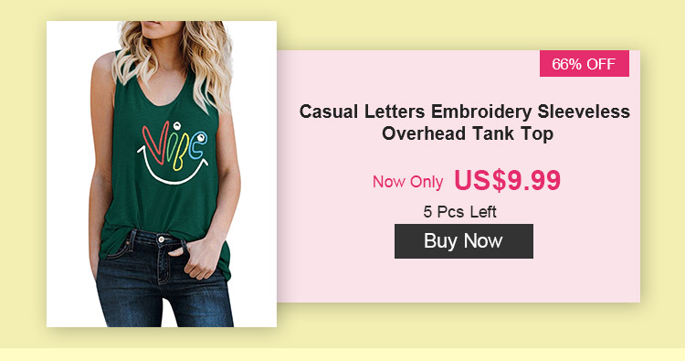 Casual Letters Embroidery Sleeveless Overhead Tank Top
