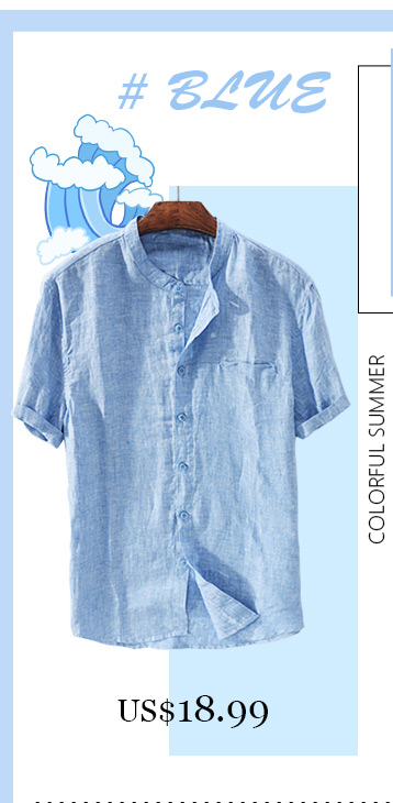 Mens Cotton Pure Color Breathable Shirt