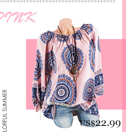 Ethnic Print Bow Knot Long Sleeve Blouse