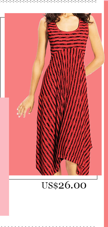 Sleeveless Print Striped Casual Dress