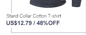 Stand Collar Cotton T-shirt
