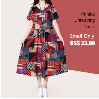 Printed Drawstring Dress
