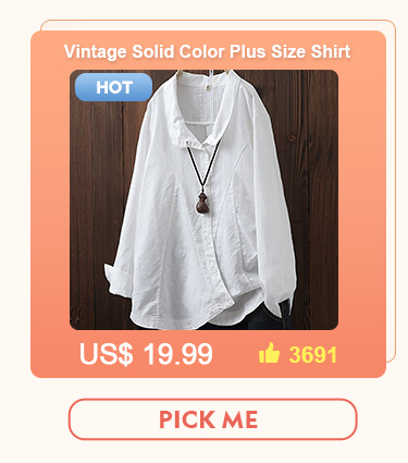 Vintage Solid Color Plus Size Shirt
