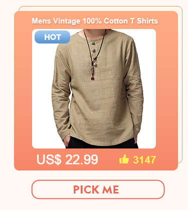 Mens Vintage 100% Cotton Long Sleeve T Shirts