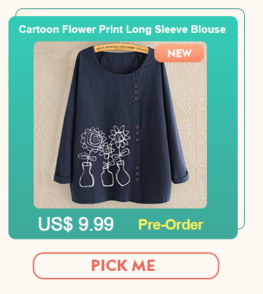 Cartoon Flower Print Long Sleeve Blouse