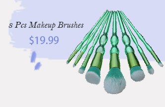 8Pcs Green Makeup Brushes