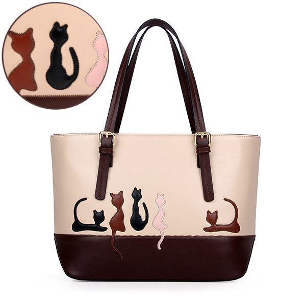 Cute Cat Rabbit Animal Print Sweet Women Handbag Large Capacity Zipper Cat Handbags Shoulder Bag 