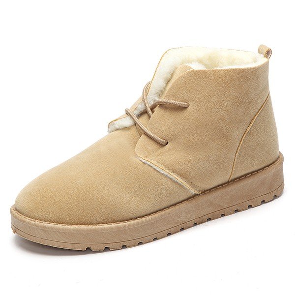 Designer Pure Color Suede Wool Fleece Lining Short Ankle Snow Boots ...