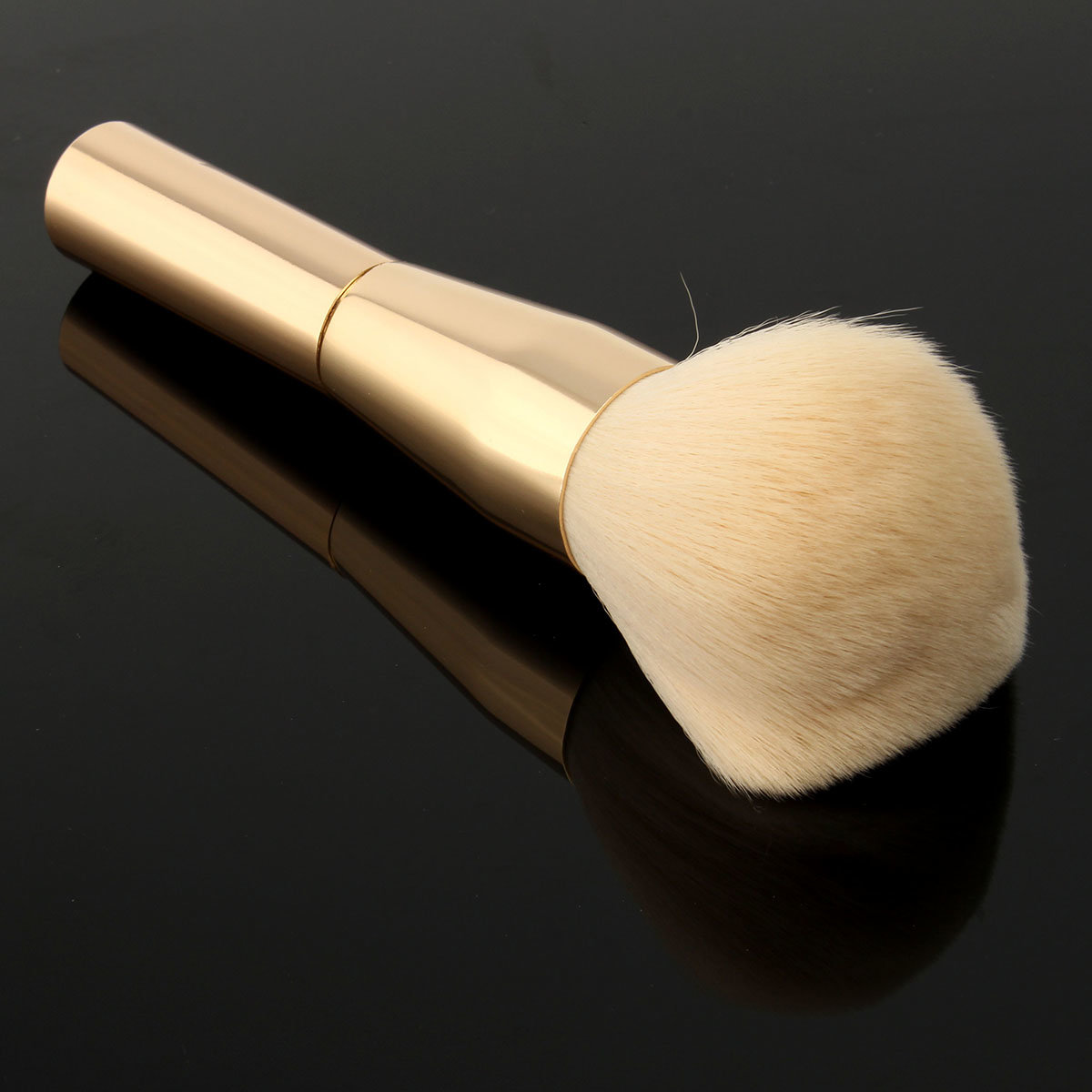 Golden Aluminium Foundation Powder Brush Blush Face Makeup Cosmetic Tool