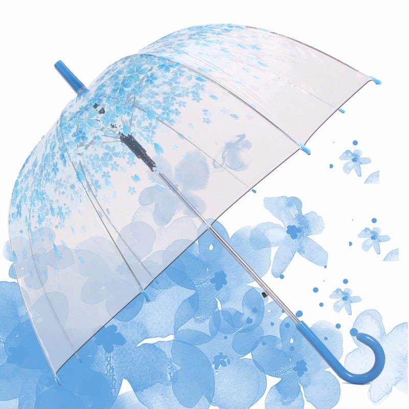 Automatic Transparent Clear Cherry Umbrella Blossom Mushroom Rain Gear