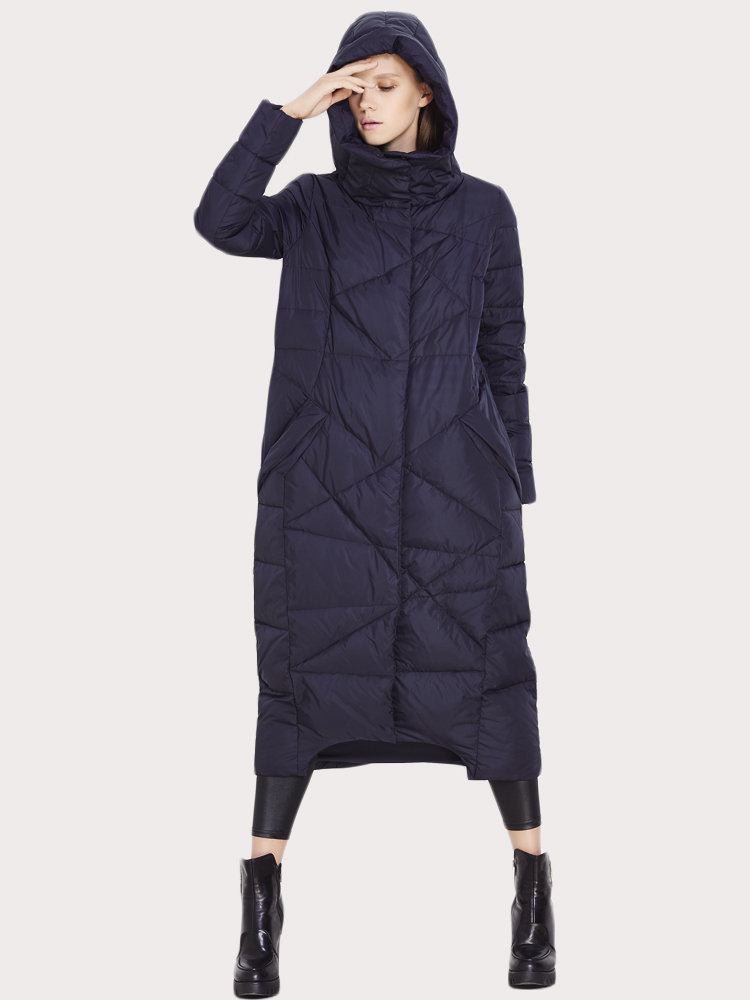 Elegant Hooded Pocket Long Down Coats For Women - Newchic Plus ...