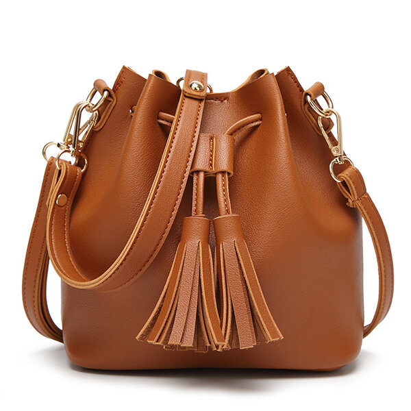 Hot-sale designer Women PU Leather Vintage Tassel Bucket Bags Mini Crossbody Bags Online - NewChic