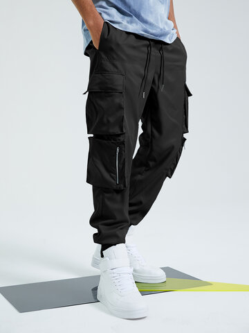 Men Hip Hop Street Style Zipper Pocket Cargo Pants
