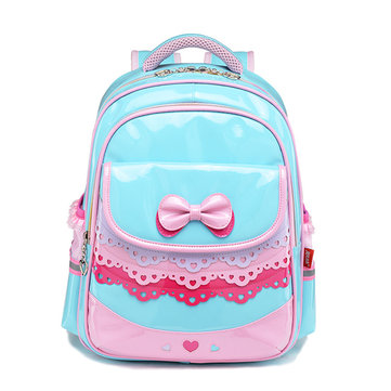 Primary School Students PU Leather Backpack Lovely Bowknot School Bag
