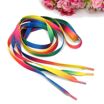 2PCS Rainbow Multi Colors Graduated Color Gradients Unisex Shoelaces