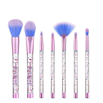 7Pcs/Set Glitter Mermaid Liquid Handle Makeup Brushes Set Eyeshadow Powder Blush Brush 