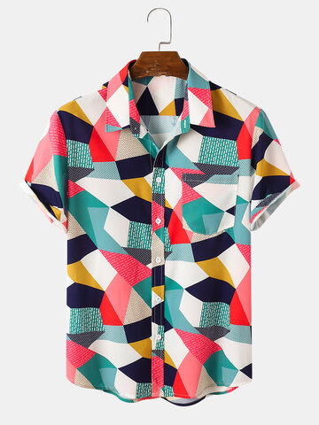 Colorful Colorblock Hawaiian Shirts
