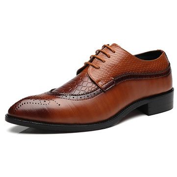 Large Size Men's Modern Brogue Carved Classic Pointed Toe Dress Shoes ...