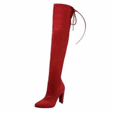 European Style Suede Sexy Over The Knee Thigh High Heels Party Boots
