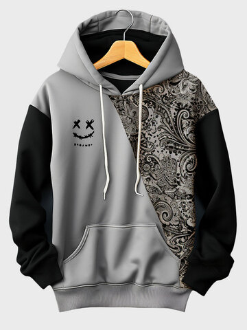 Smile Ethnic Floral Patchwork Hoodies