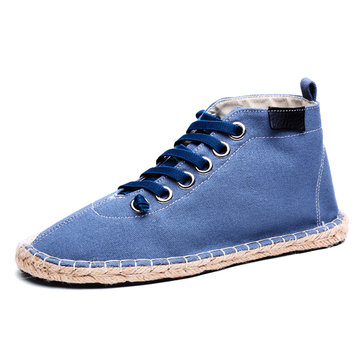 Men High Top Casual Breathable Espadrilles Lace Up Casual Shoes