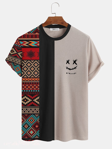Two Tone Ethnic Smiley Face T-Shirts