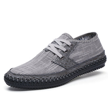 Big Size Men's Canvas Splicing Stitching Soft Sole Lace Up Casual Shoes