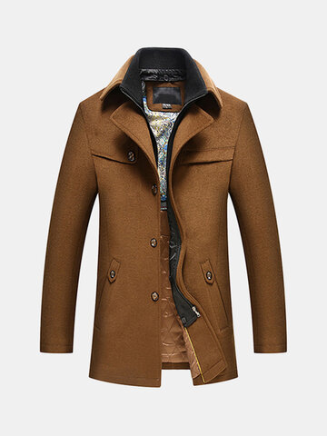 Winter Casual Thicken Warm Denim Jacket Multi Pockets Turn-Down Collar ...