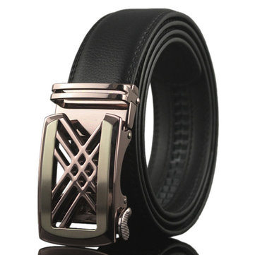 Mens Business Second Layer Of Leather Belt Casual Alloy Automatic Buckle Genuine Leather Belt