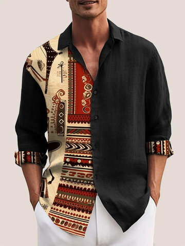Ethnic Figure Patchwork Shirts